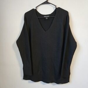 Athleta Hanover Black Sweater Knit V Neck Long Sleeve Pullover Womens Large‎